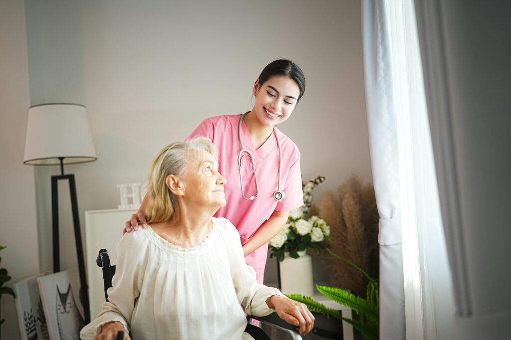 Dementia and Occupational Therapy , Home caregiver and senior adult woman